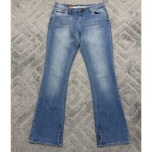 Luxirie By LRG Bootcut Lowrise Embroidered Jeans Blue Medium Wash Womens 31x32